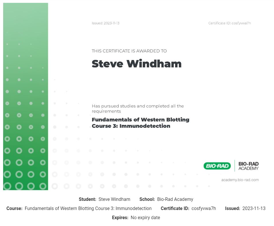 Fundamentals of Western Blotting Course 3 -- Immunodetection