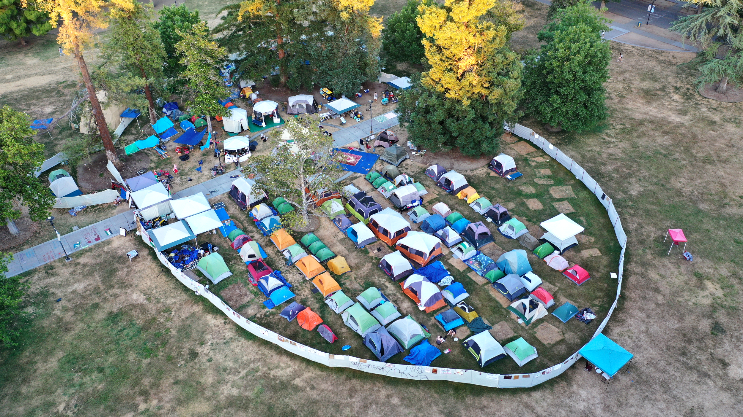 UC Davis Gaza Protester Encampment -- Aerial View (06.11.2024)